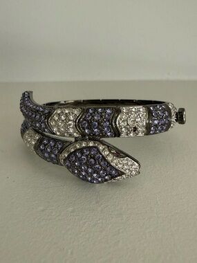 Rhinestone Snake Wrap Bracelet in Lilac and Clear